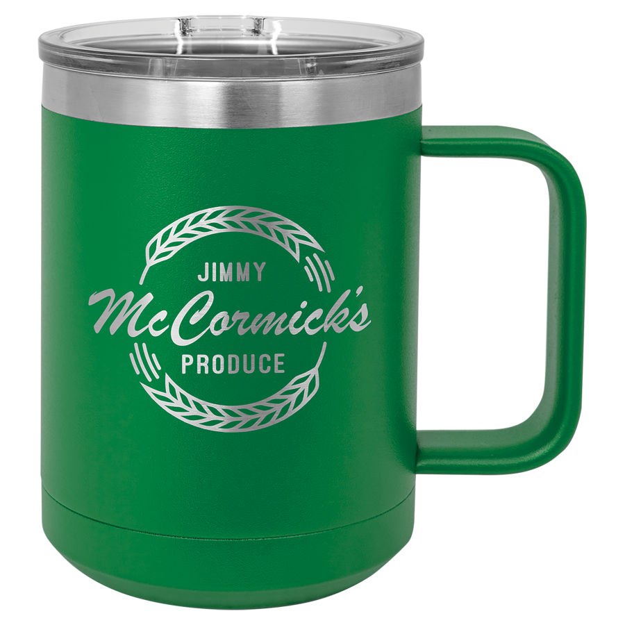 Engraved Polar Camel 15 oz Vacuum Insulated Mug with Slider Lid - Green