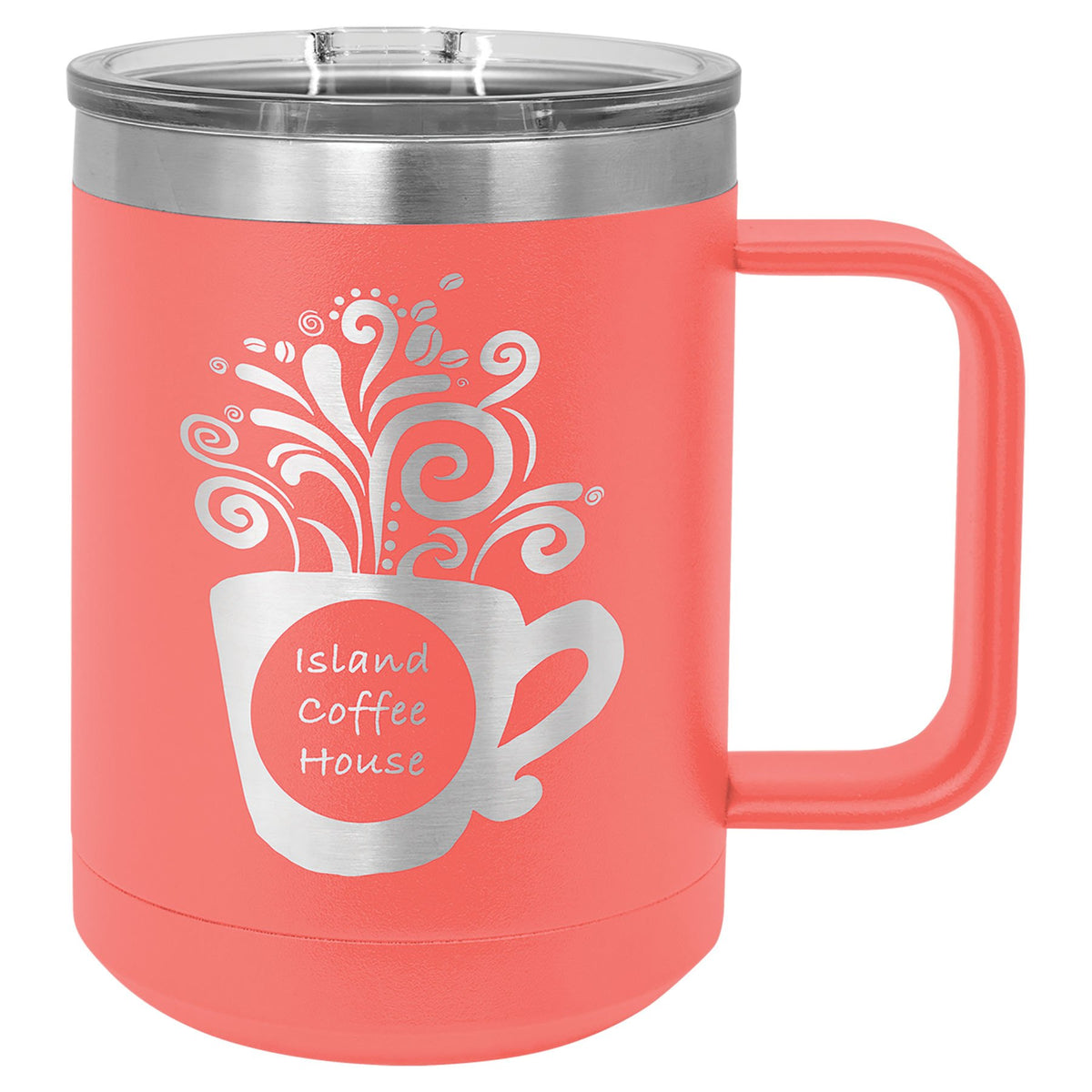 Engraved Polar Camel 15 oz Vacuum Insulated Mug with Slider Lid - Coral
