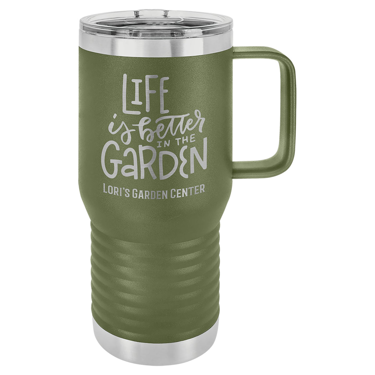 Engraved Polar Camel 20 oz Vacuum Insulated Travel Mug with Slider Lid - Olive Green