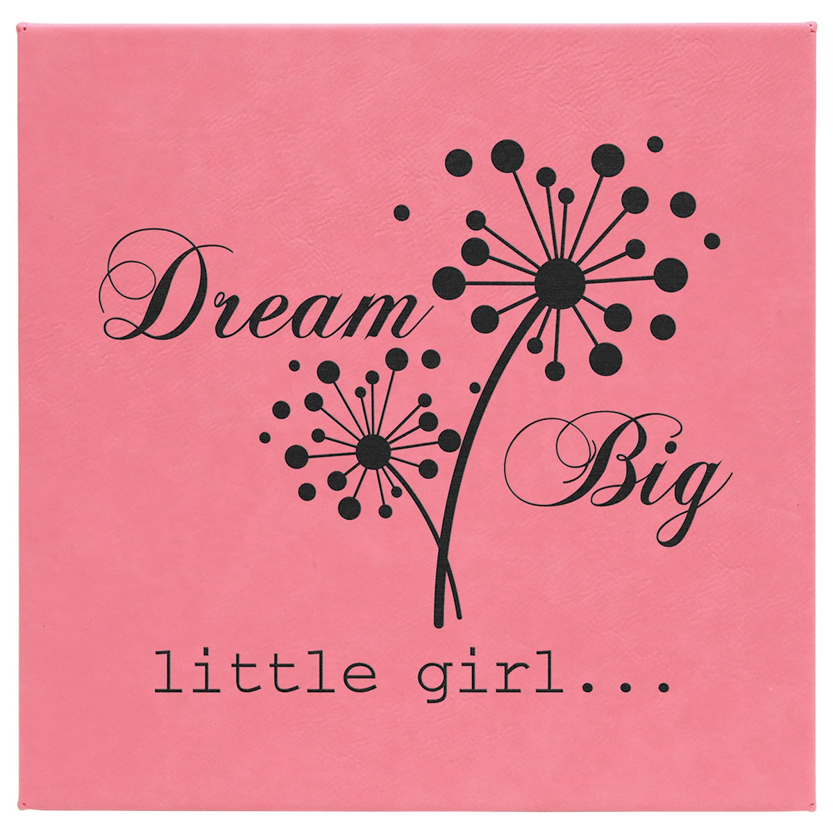 Engraved Leatherette Wall Decor with Sawtooth Hanger - Pink / 10 x 10 in