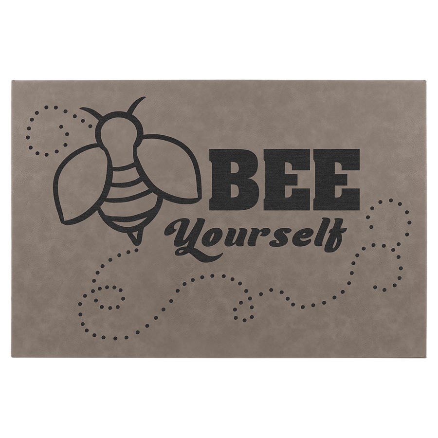 Engraved Leatherette Wall Decor with Sawtooth Hanger - Gray / 12 x 18 in