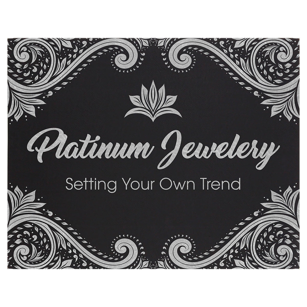 Engraved Leatherette Wall Decor with Sawtooth Hanger - Black/Silver / 12 x 18 in