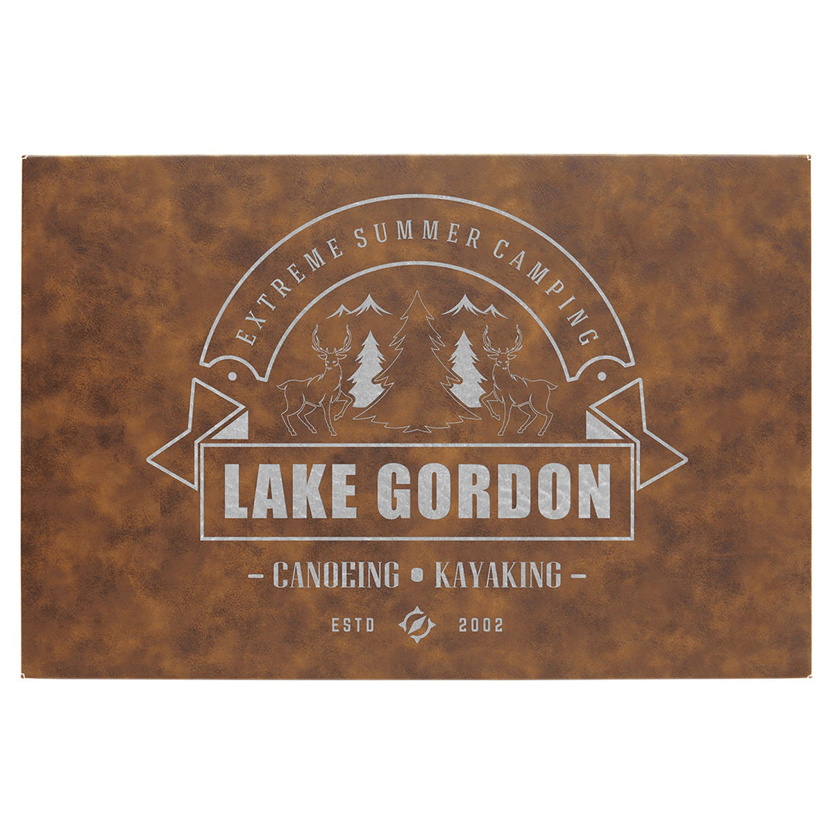 Engraved Leatherette Wall Decor with Sawtooth Hanger - Rustic/Silver / 12 x 18 in