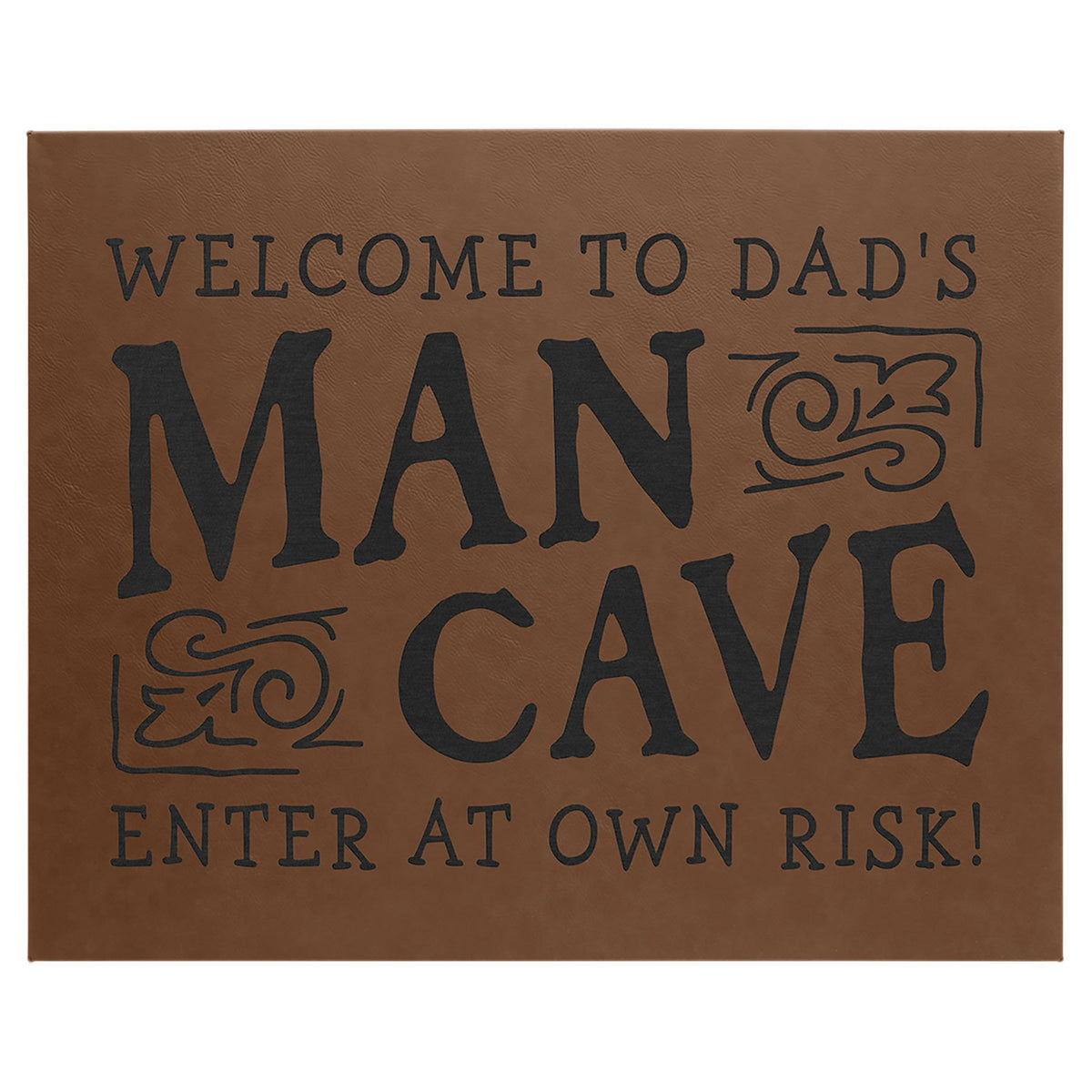 Engraved Leatherette Wall Decor with Sawtooth Hanger - Dark Brown / 16 x 20 in