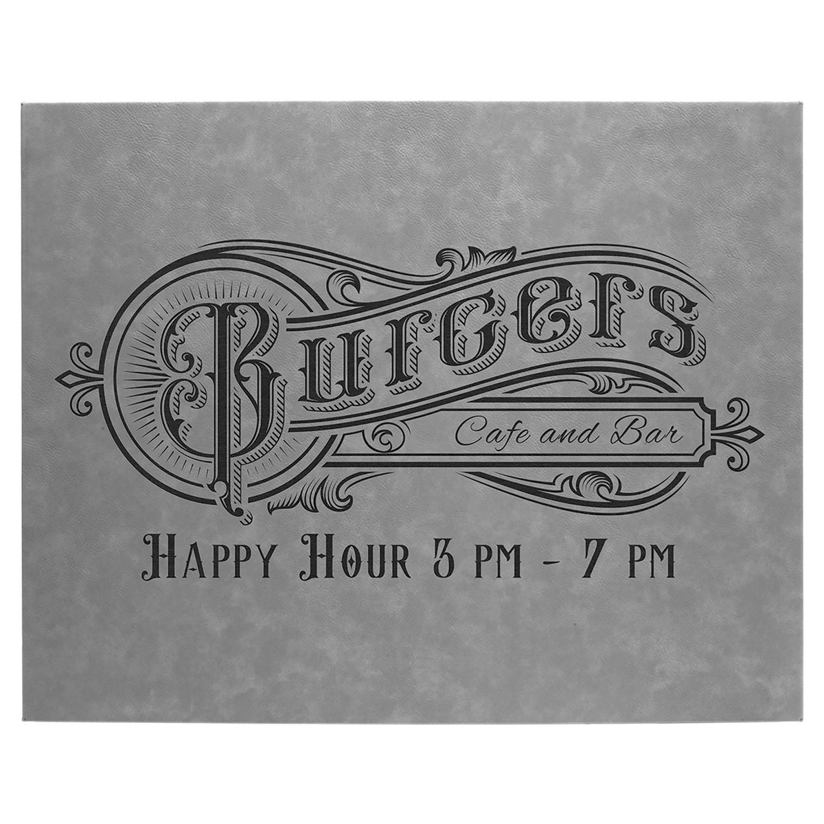 Engraved Leatherette Wall Decor with Sawtooth Hanger - Gray / 16 x 20 in