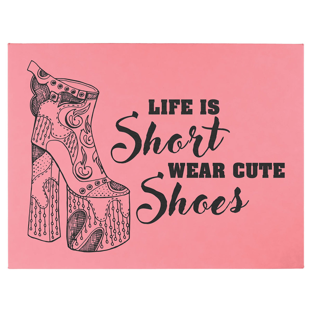 Engraved Leatherette Wall Decor with Sawtooth Hanger - Pink / 16 x 20 in