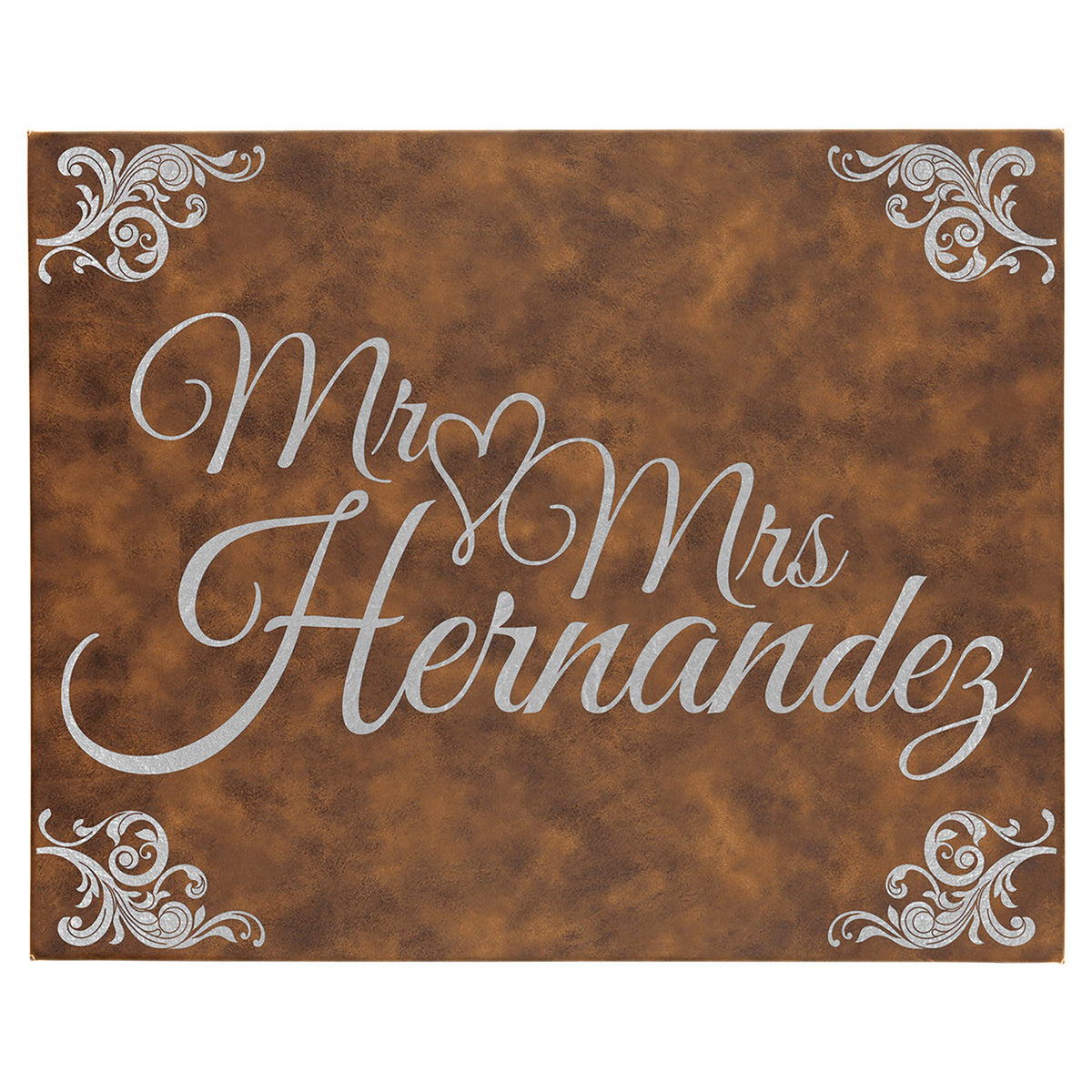 Engraved Leatherette Wall Decor with Sawtooth Hanger - Rustic/Silver / 16 x 20 in