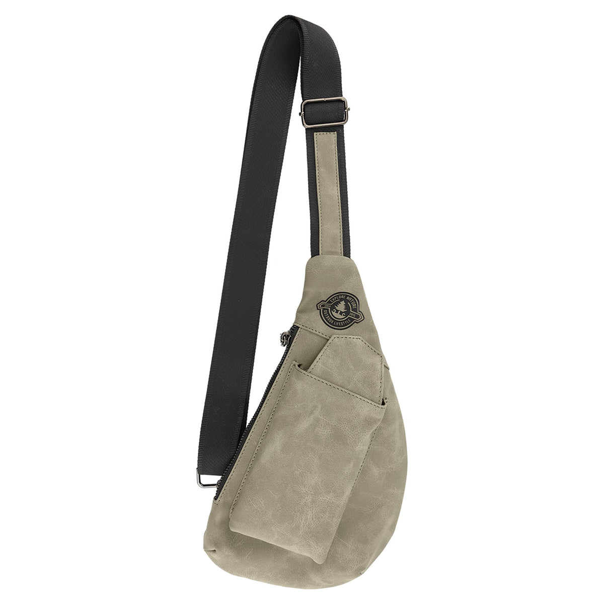 Engraved Creekside Leatherette Crescent Bag - Light Green