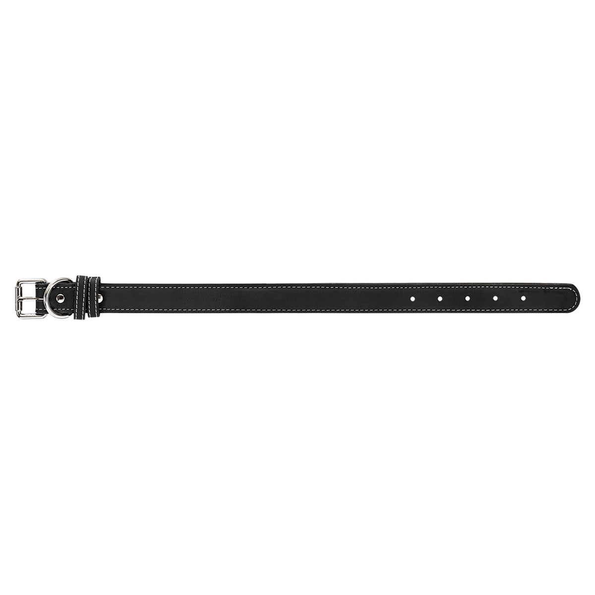 Engraved Leatherette Dog Collar - Black/Silver / Small (15 x 3/4 in)