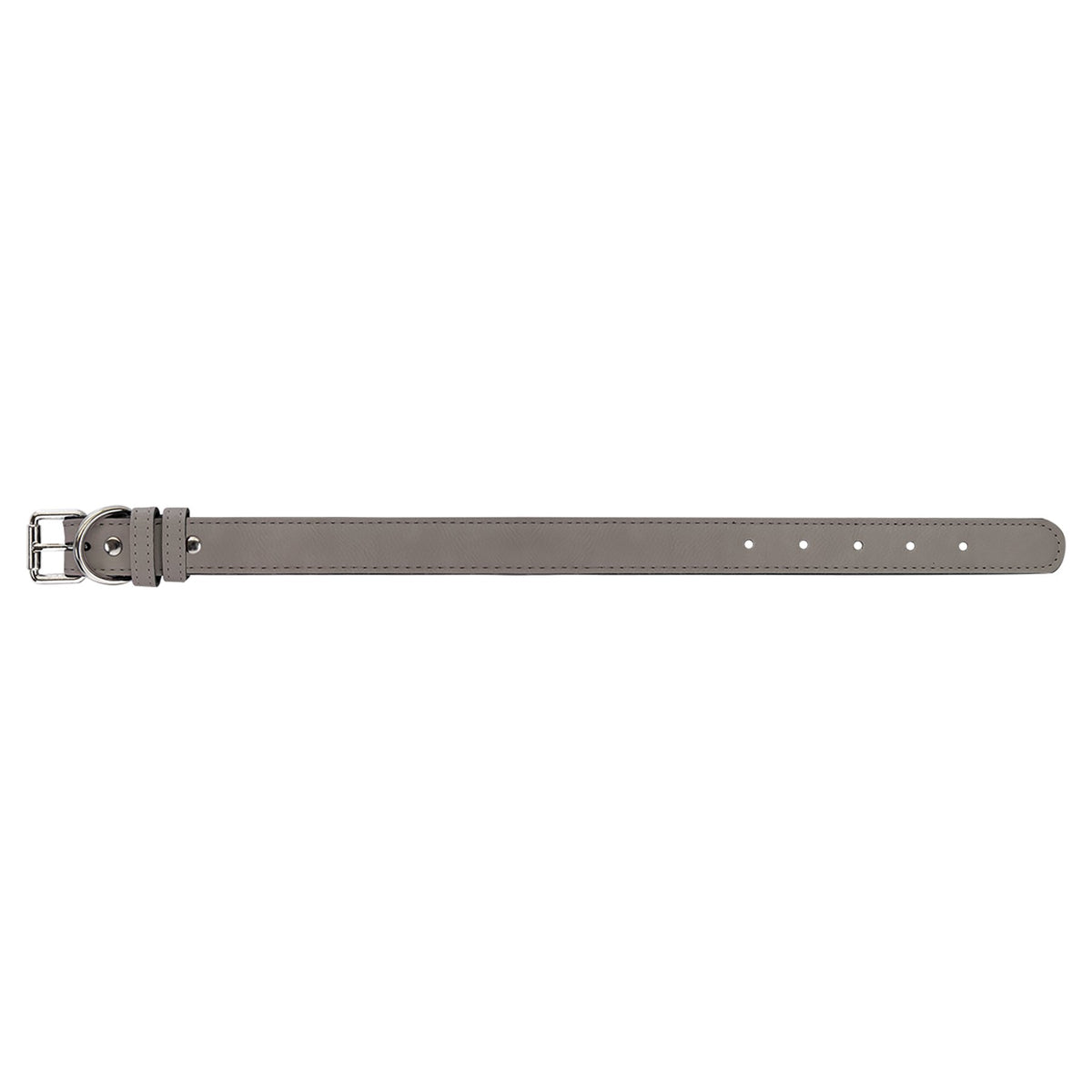 Engraved Leatherette Dog Collar - Gray / Small (15 x 3/4 in)