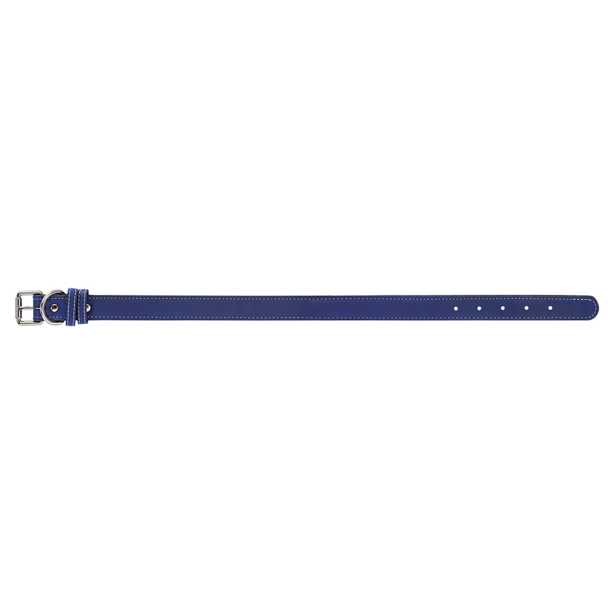 Engraved Leatherette Dog Collar - Blue/Silver / Large (23 x 1 in)