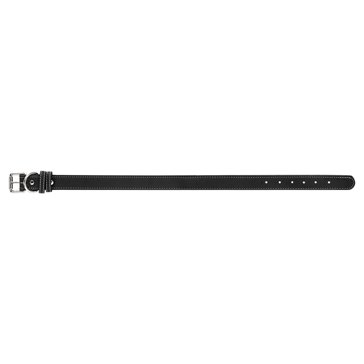 Engraved Leatherette Dog Collar - Black/Silver / Extra Large (27 x 1 1/4 in)