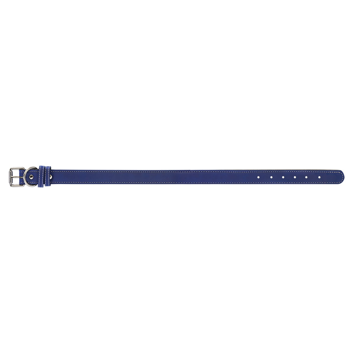 Engraved Leatherette Dog Collar - Blue/Silver / Extra Large (27 x 1 1/4 in)