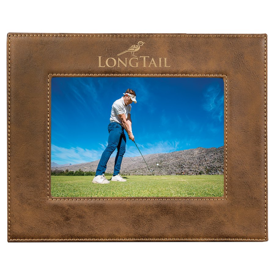 Engraved Leatherette Photo Frame - Rustic/Gold / 5 x 7 in