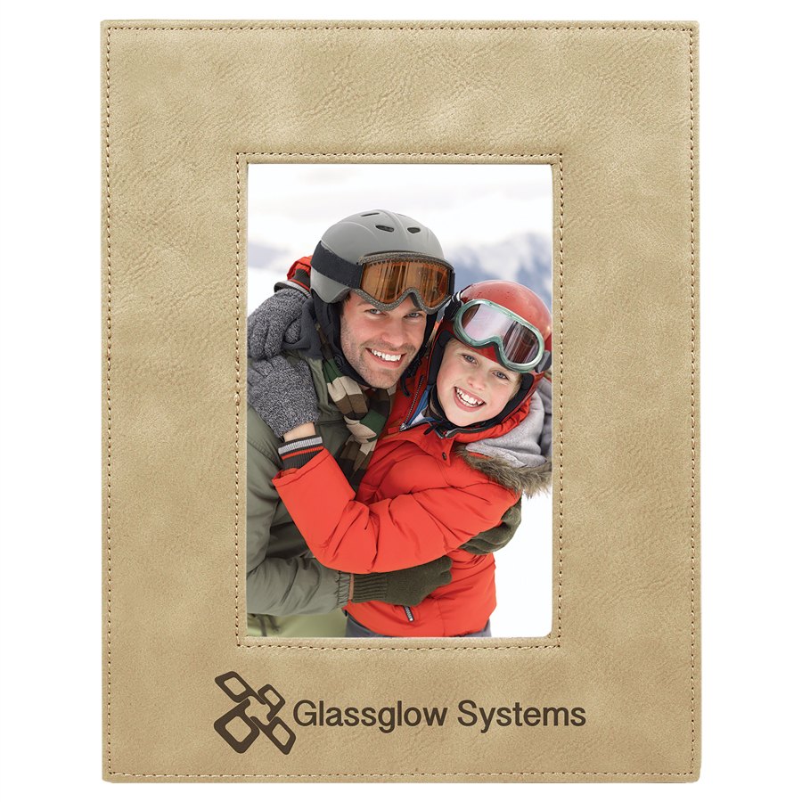 Engraved Leatherette Photo Frame - Light Brown / 4 x 6 in