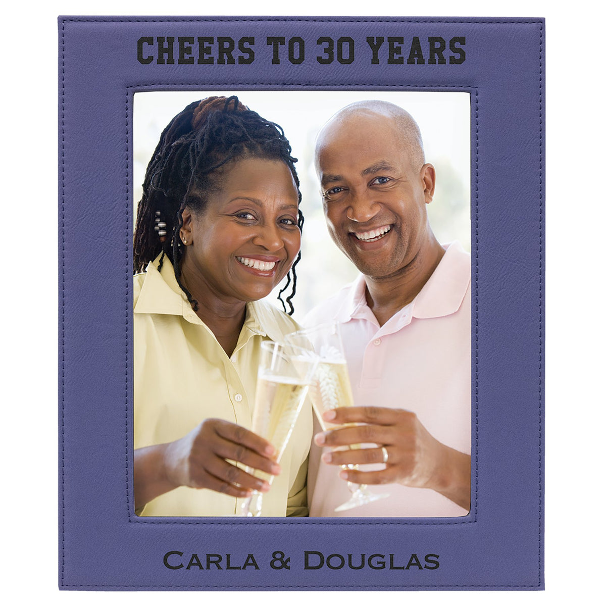 Engraved Leatherette Photo Frame - Purple / 8 x 10 in
