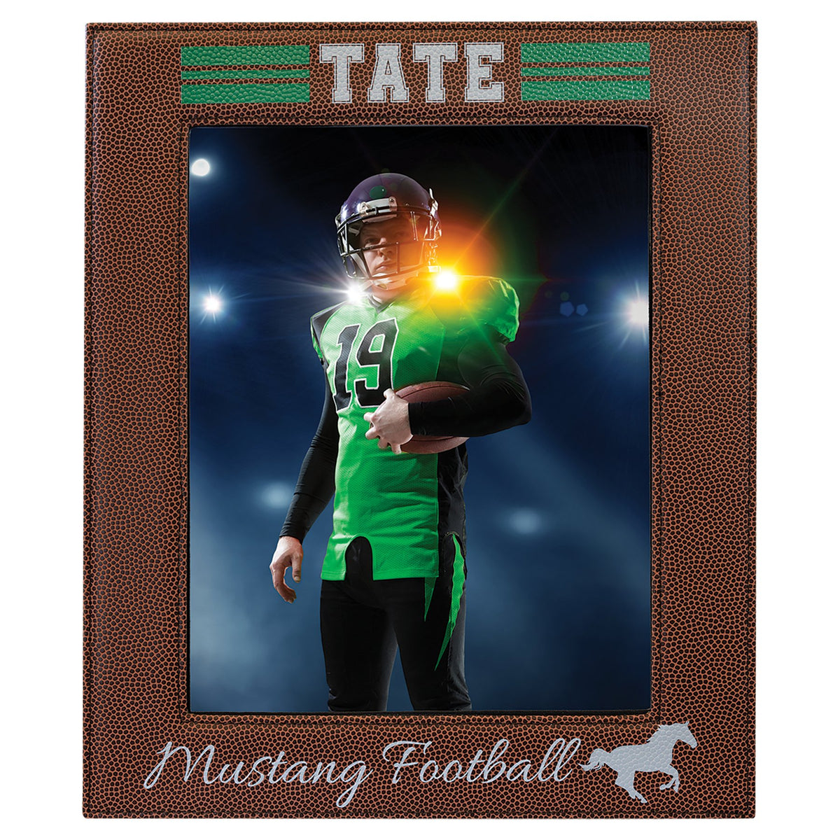 Engraved Football Leatherette Photo Frame - 8 x 10 in
