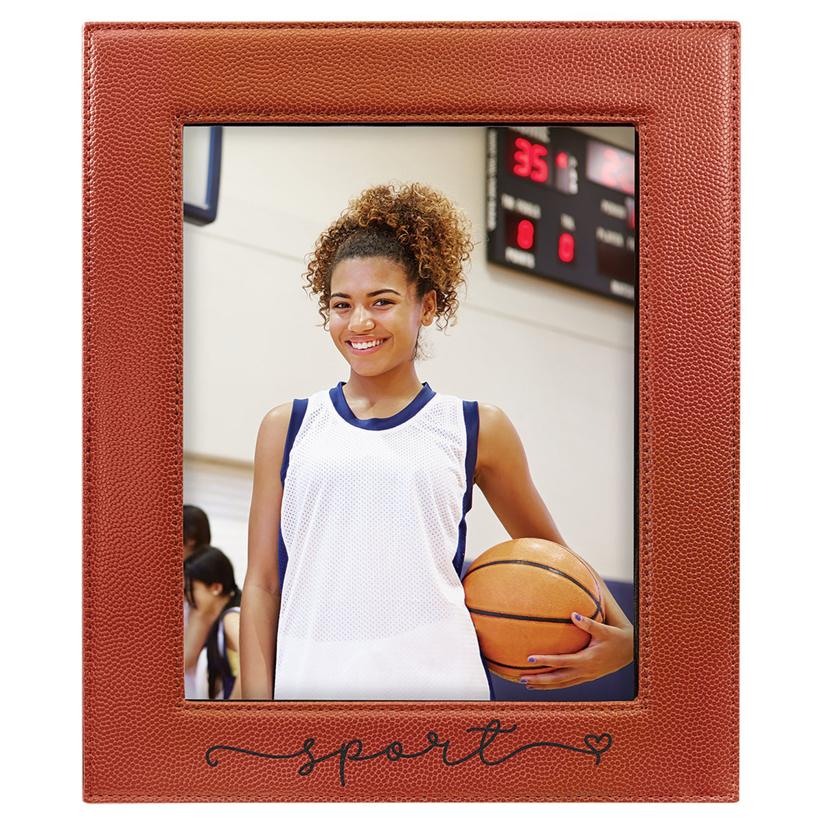 Engraved Basketball Leatherette Photo Frame - 8 x 10 in