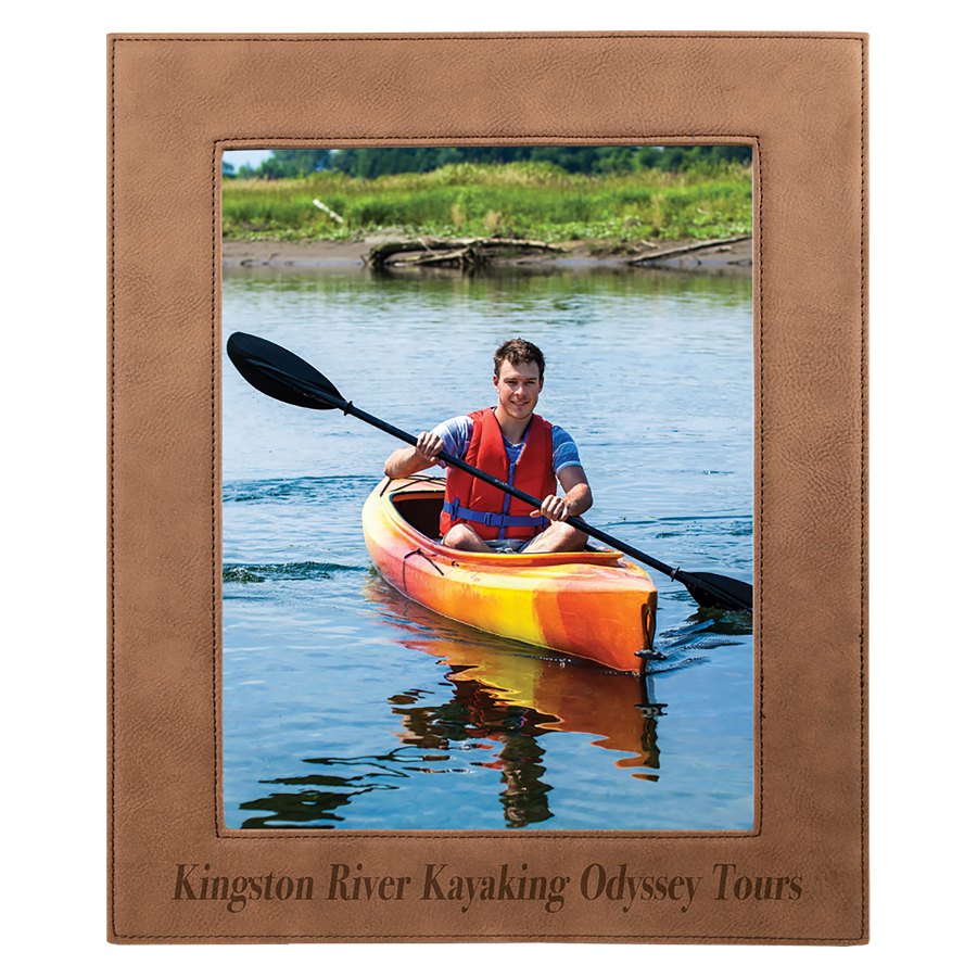 Engraved Leatherette Photo Frame - Dark Brown / 8 x 10 in