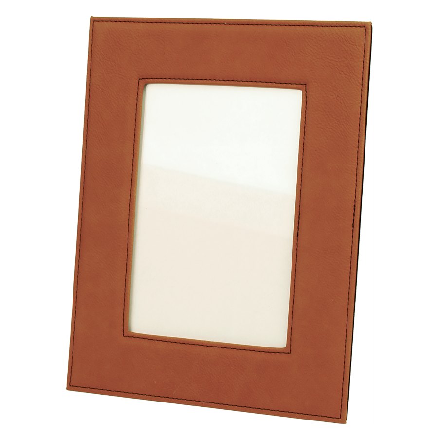 Engraved Leatherette Photo Frame - Rawhide / 5 x 7 in