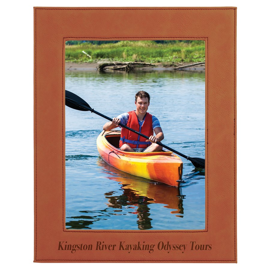 Engraved Leatherette Photo Frame - Rawhide / 8 x 10 in