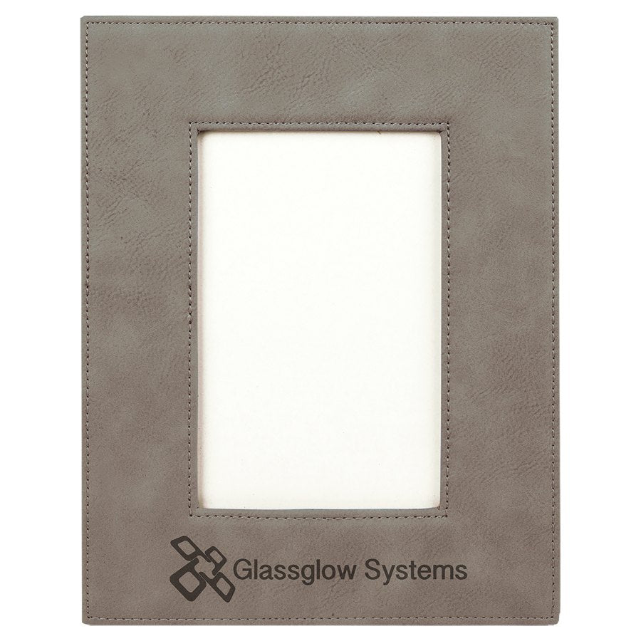 Engraved Leatherette Photo Frame - Gray / 4 x 6 in