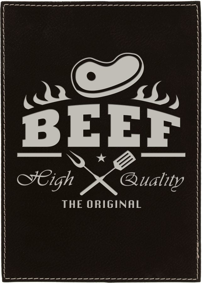 Engraved Leatherette Plaque - Black/Silver / 7 x 9 in