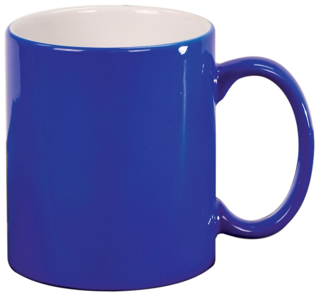 Engraved 11 oz Round Ceramic Coffee Mug - Blue