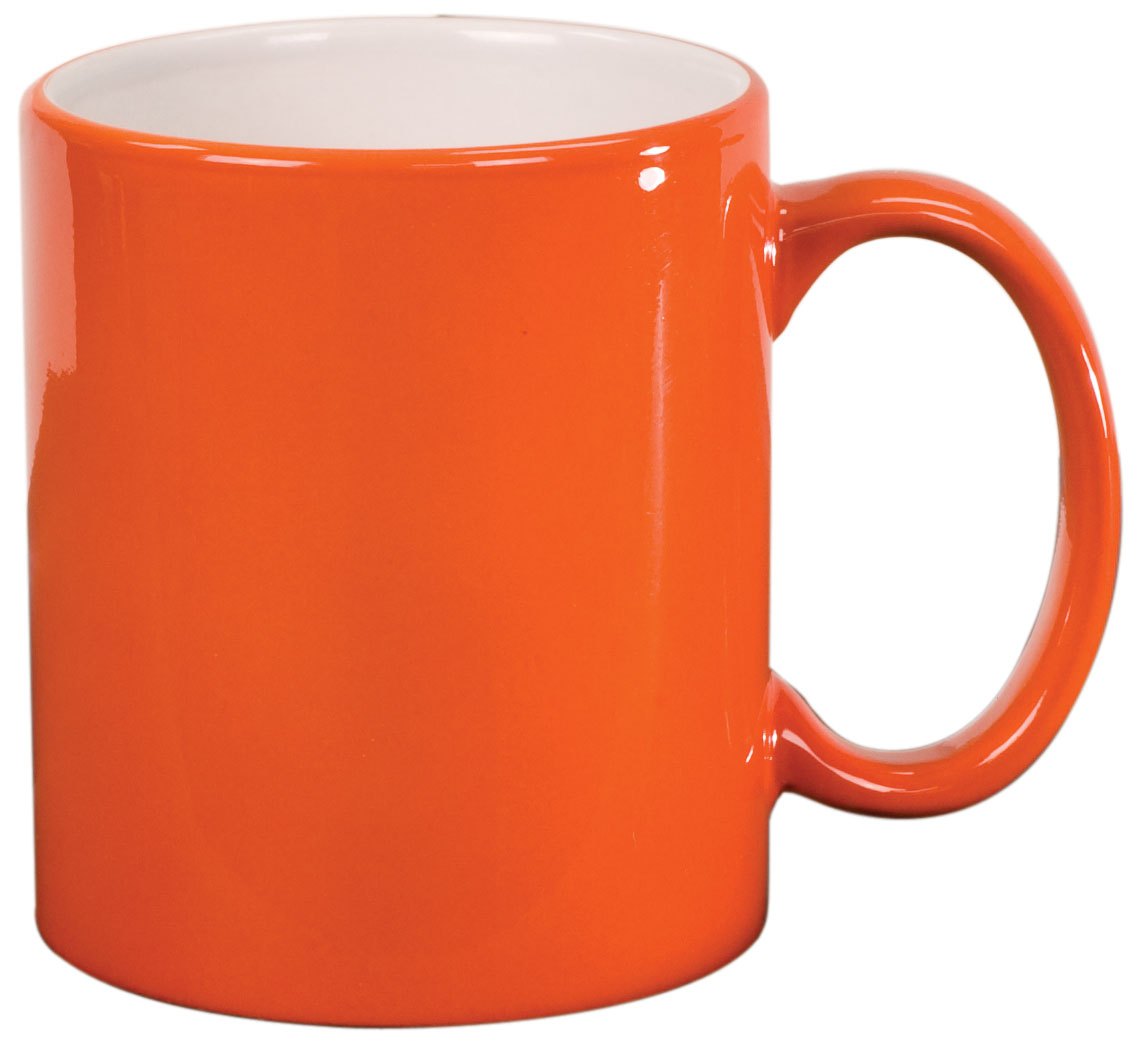 Engraved 11 oz Round Ceramic Coffee Mug - Orange