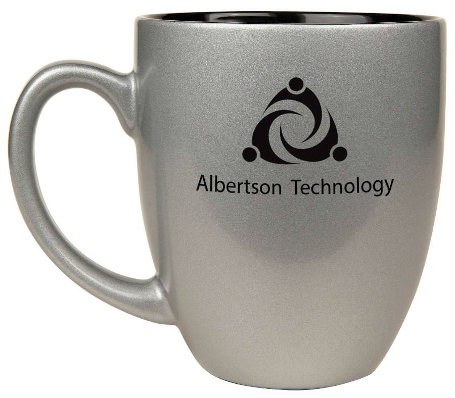 Engraved 16 oz Ceramic Bistro Mug - Silver