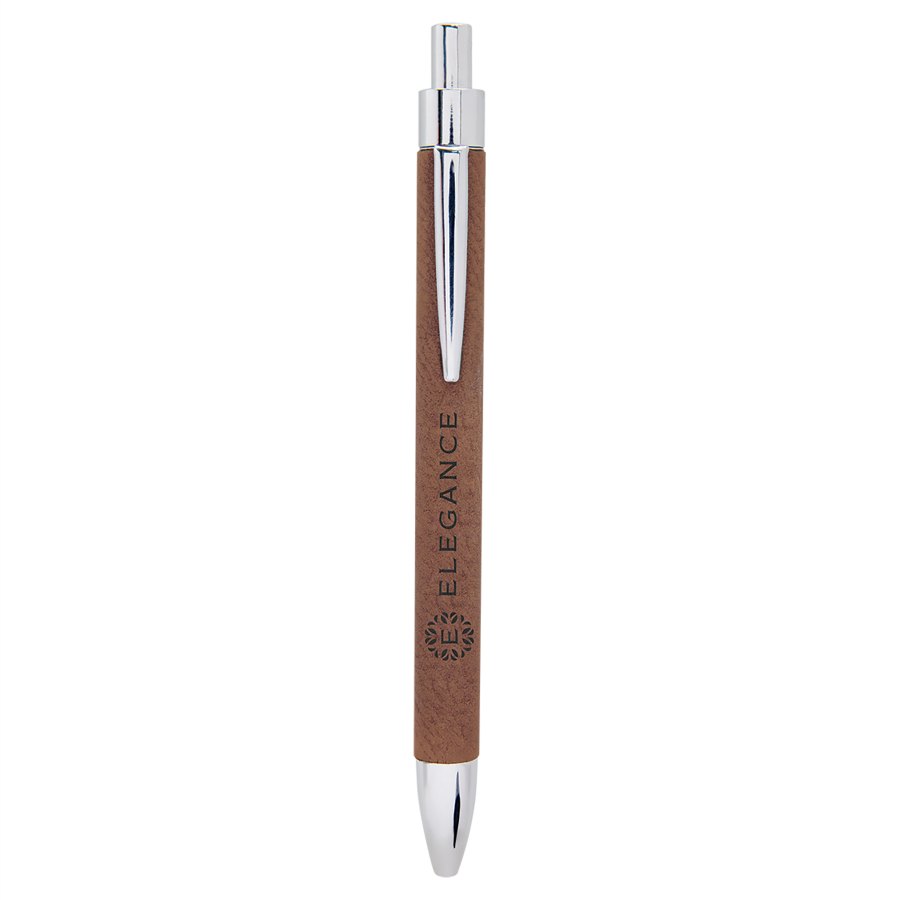 Engraved Leatherette Pen - Dark Brown