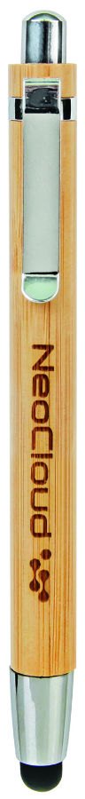 Engraved Bamboo Pen with Stylus Tip