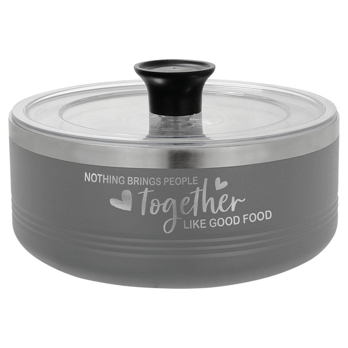 Engraved Polar Camel Serving Bowl with Lid - Gray / 1 1/4 qt