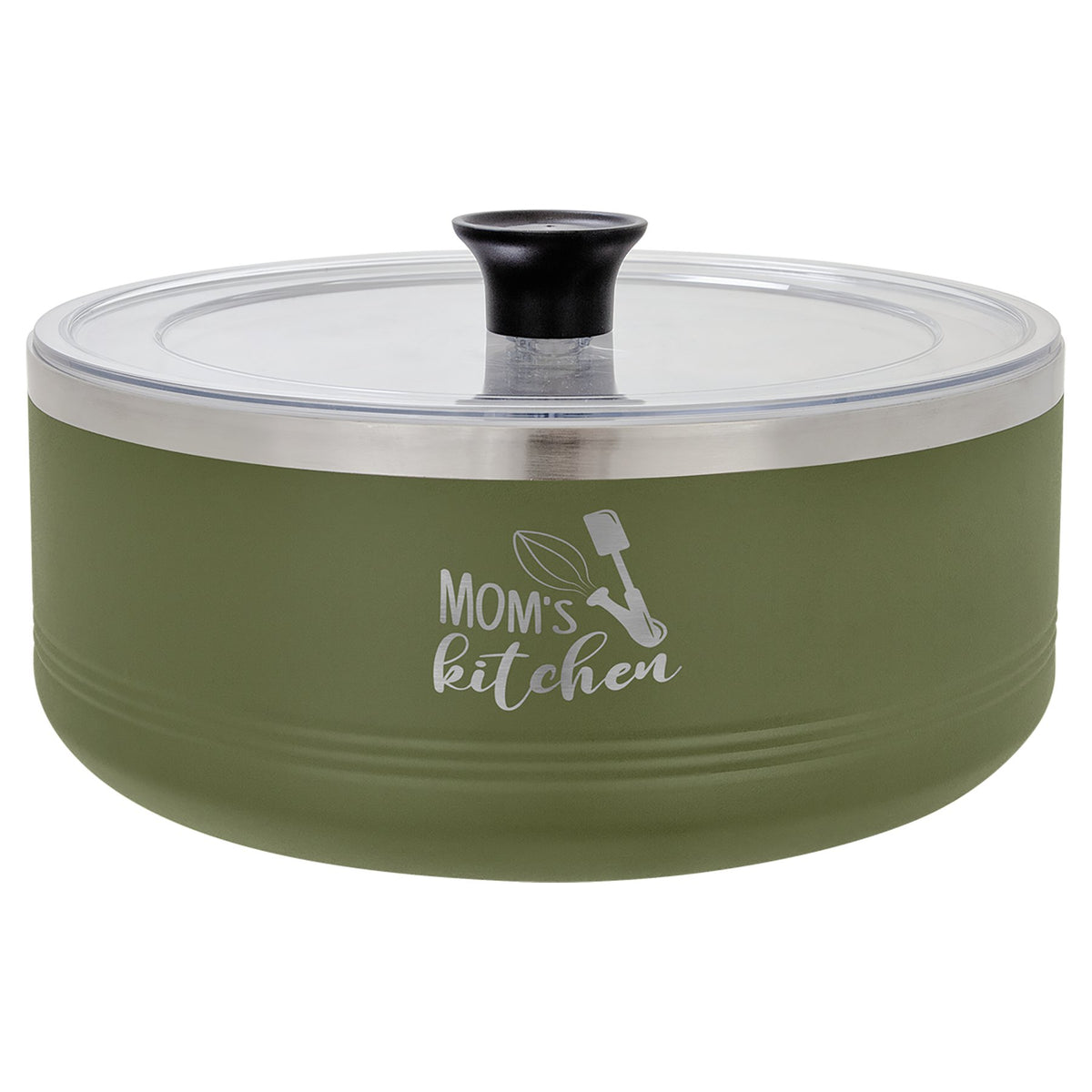 Engraved Polar Camel Serving Bowl with Lid - Olive Green / 3 qt