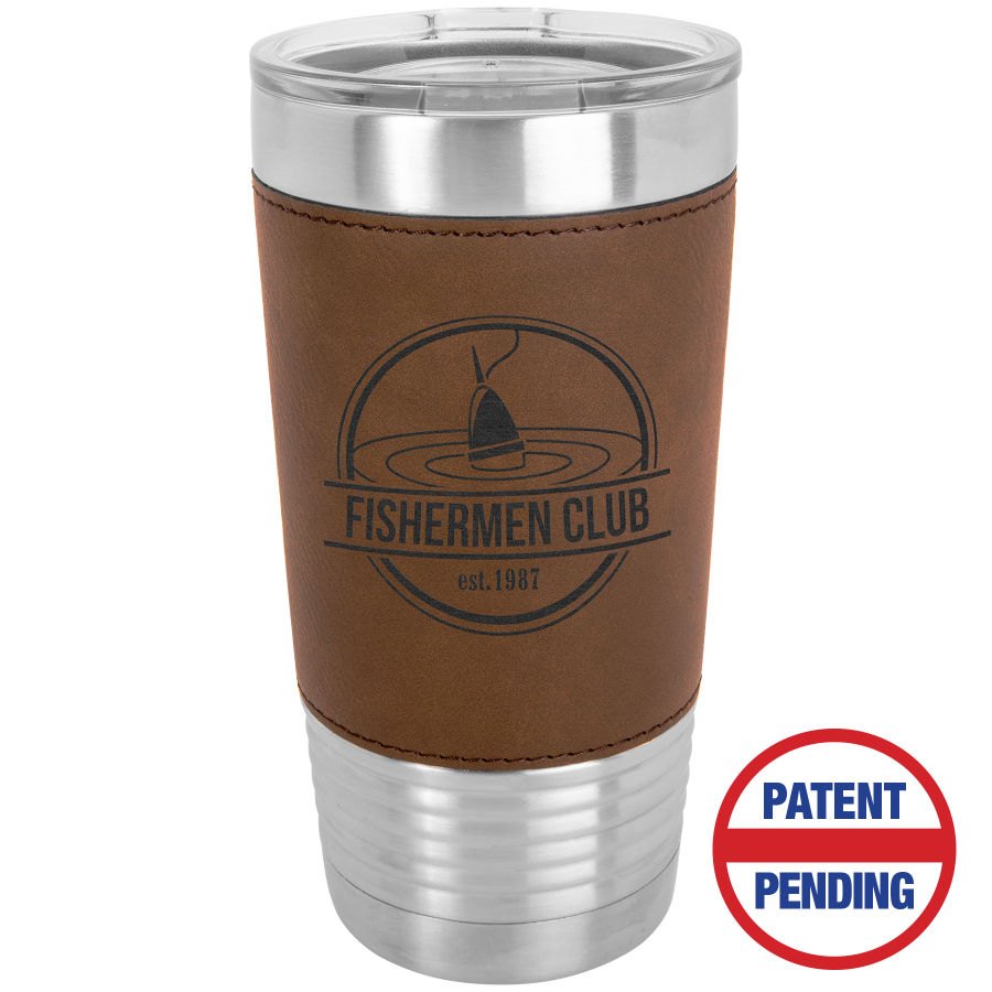 Engraved Polar Camel Leatherette Grip Tumbler with Standard Lid - Dark Brown