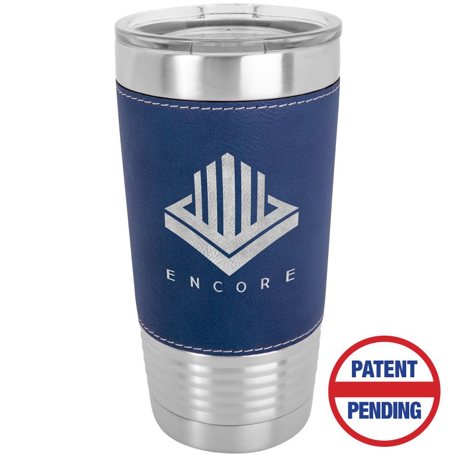 Engraved Polar Camel Leatherette Grip Tumbler with Standard Lid - Blue/Silver