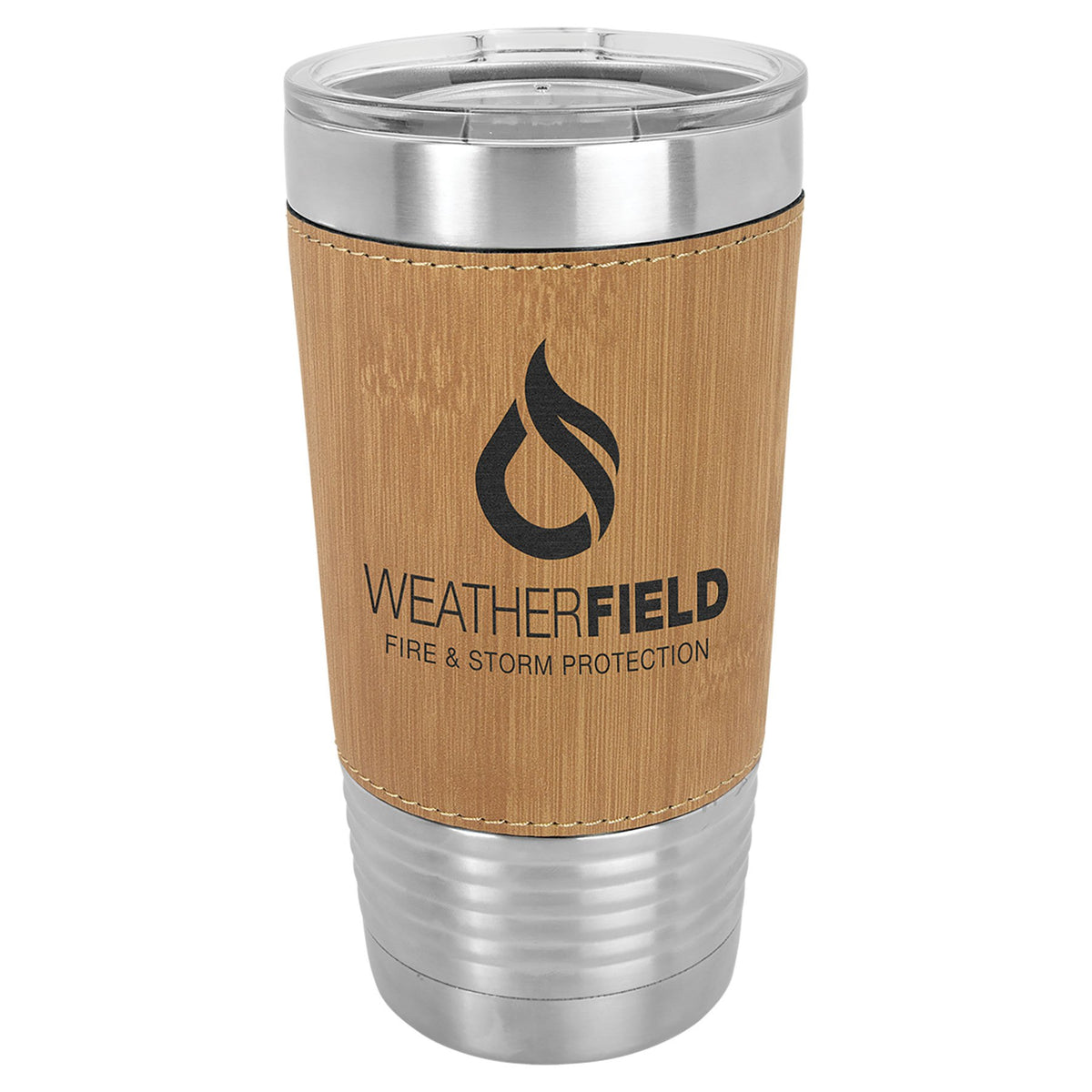 Engraved Polar Camel Leatherette Grip Tumbler with Standard Lid - Bamboo