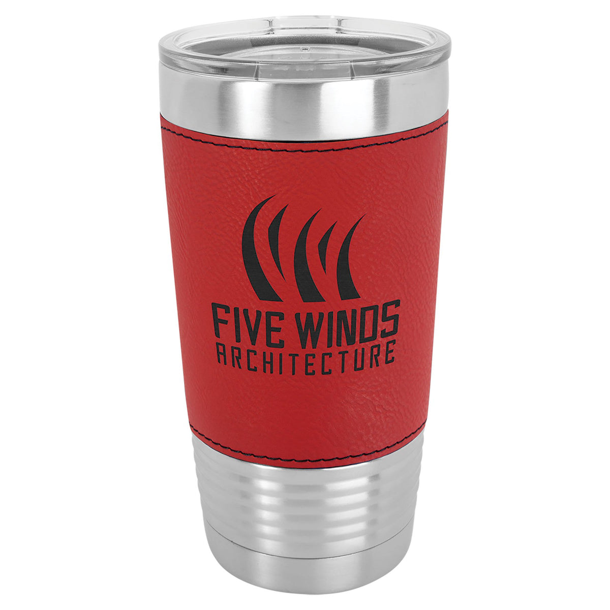 Engraved Polar Camel Leatherette Grip Tumbler with Standard Lid - Red