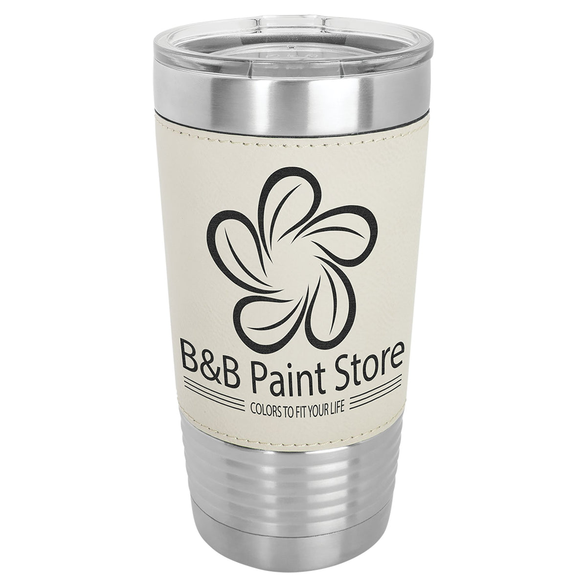 Engraved Polar Camel Leatherette Grip Tumbler with Standard Lid - White