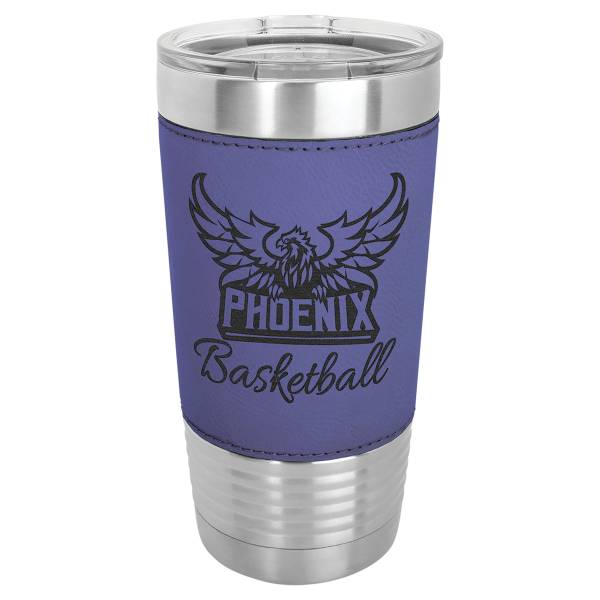 Engraved Polar Camel Leatherette Grip Tumbler with Standard Lid - Purple