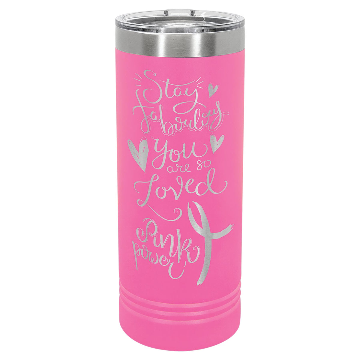 Engraved Polar Camel 22 oz Skinny Tumbler with Slider Lid - Pink