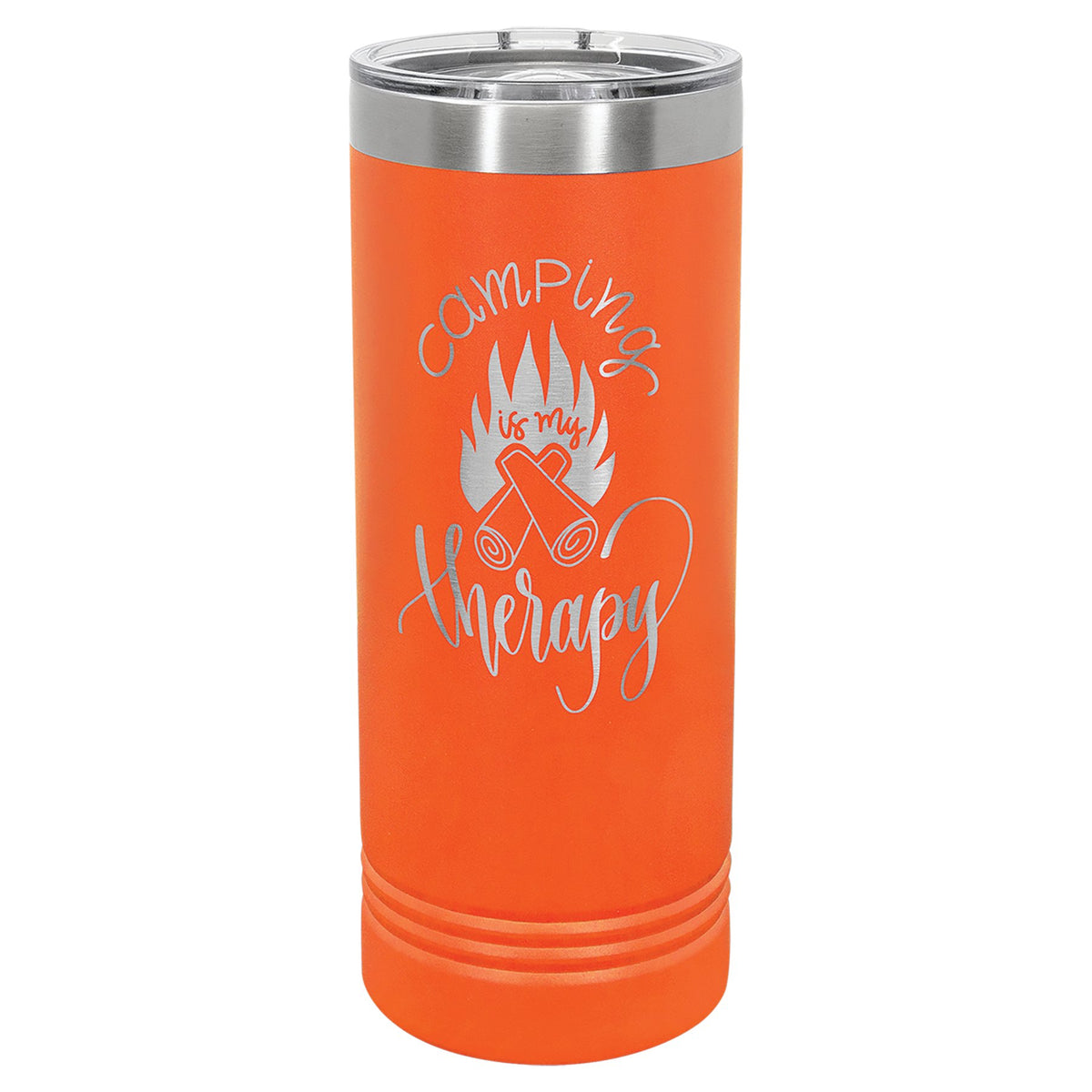 Engraved Polar Camel 22 oz Skinny Tumbler with Slider Lid - Orange