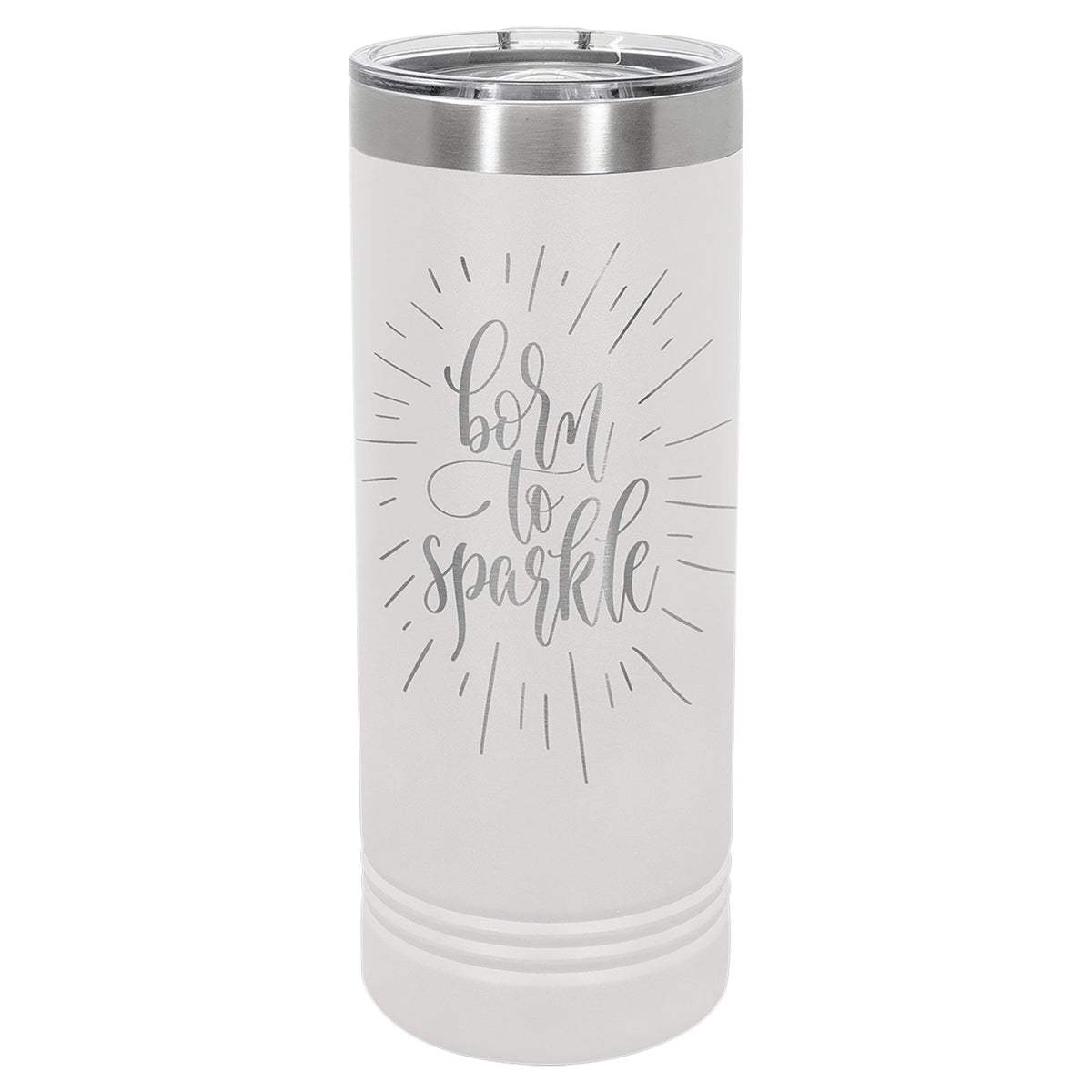 Engraved Polar Camel 22 oz Skinny Tumbler with Slider Lid - White