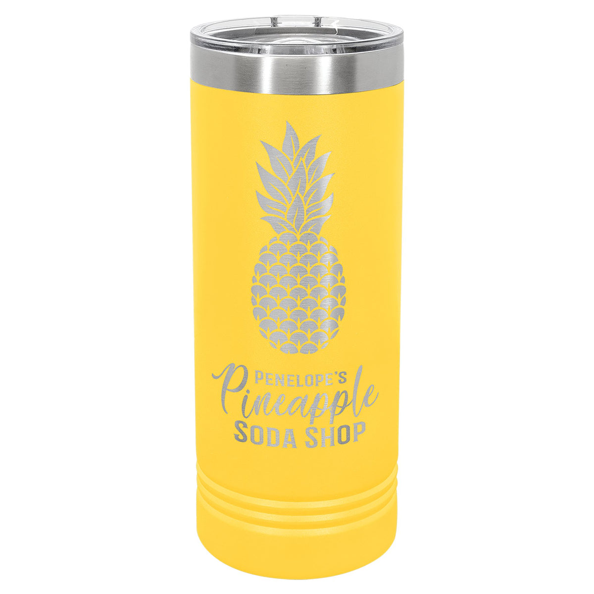 Engraved Polar Camel 22 oz Skinny Tumbler with Slider Lid - Yellow