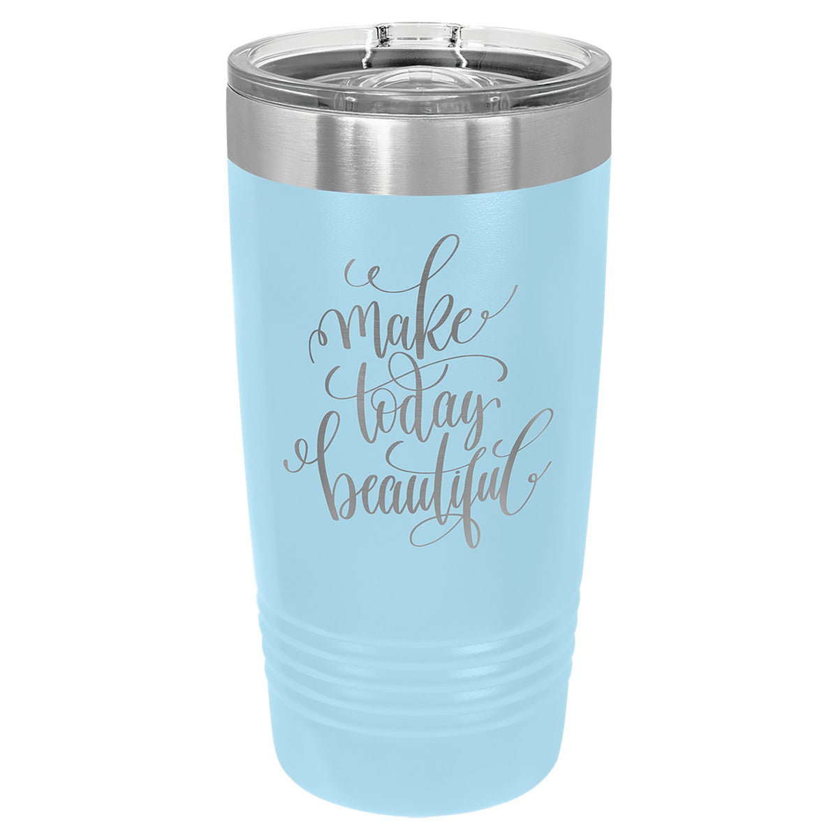 Engraved Polar Camel Ringneck Tumbler with Slider Lid - Light Blue / 20 oz
