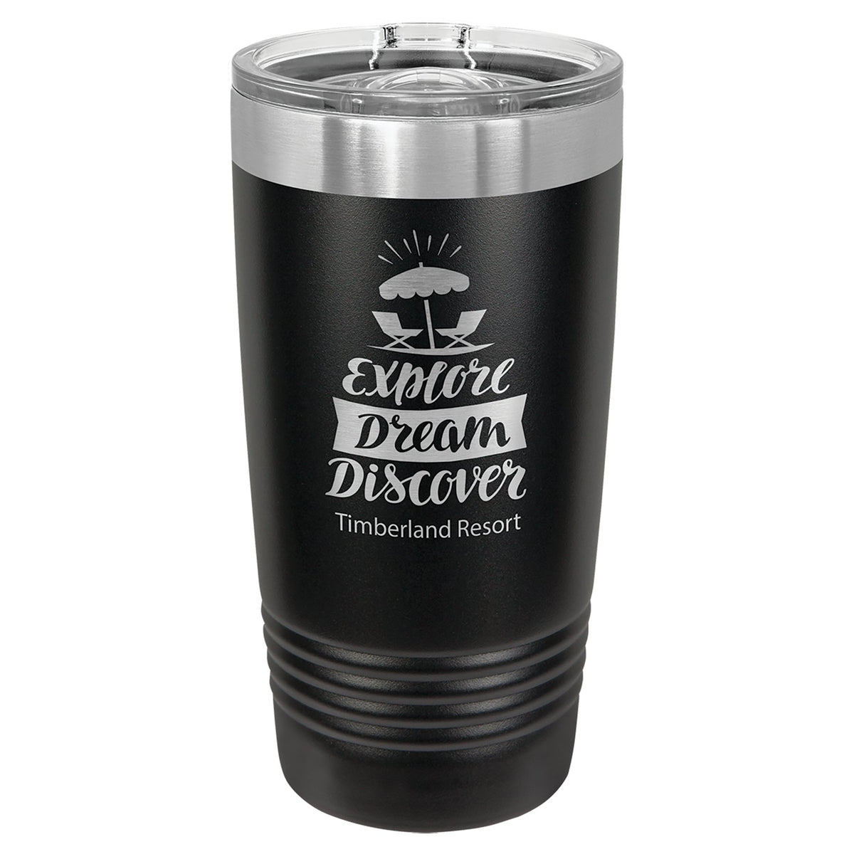 Engraved Polar Camel Ringneck Tumbler with Slider Lid - Black / 20 oz