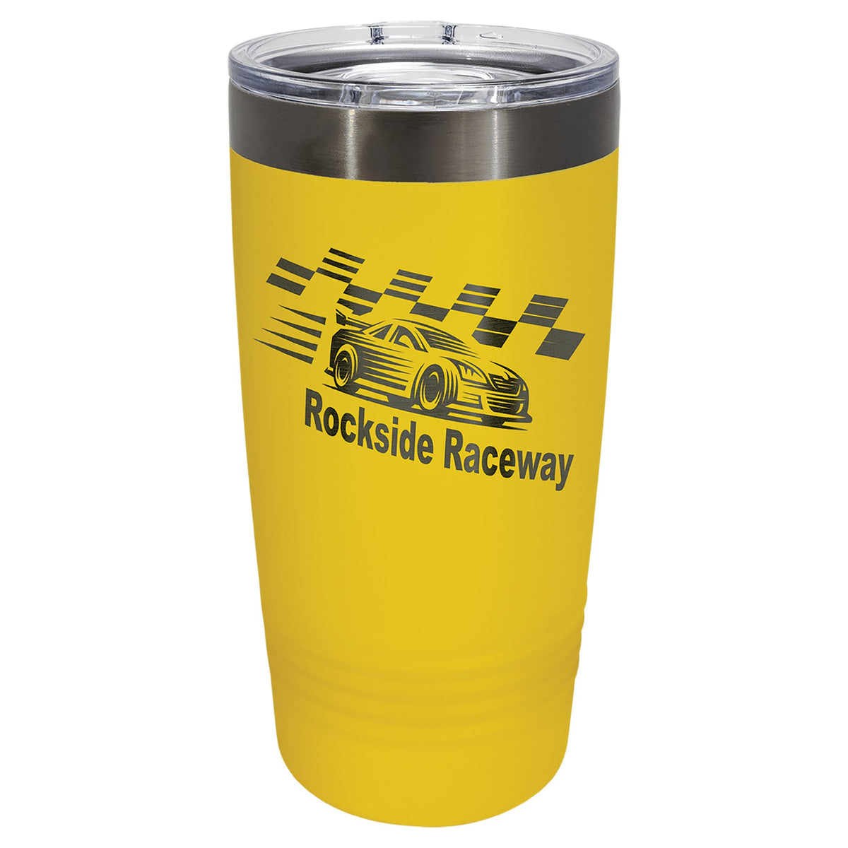 Engraved Polar Camel Ringneck Tumbler with Slider Lid - Yellow/Ghost Black / 20 oz