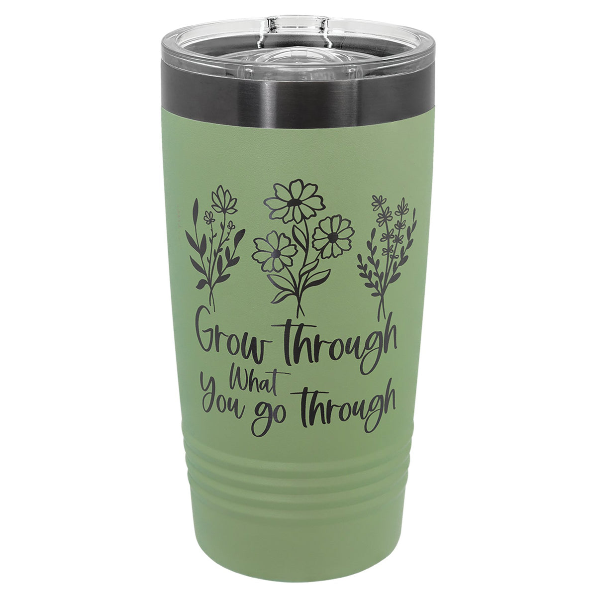 Engraved Polar Camel Ringneck Tumbler with Slider Lid - Summer Sage/Ghost Black / 20 oz