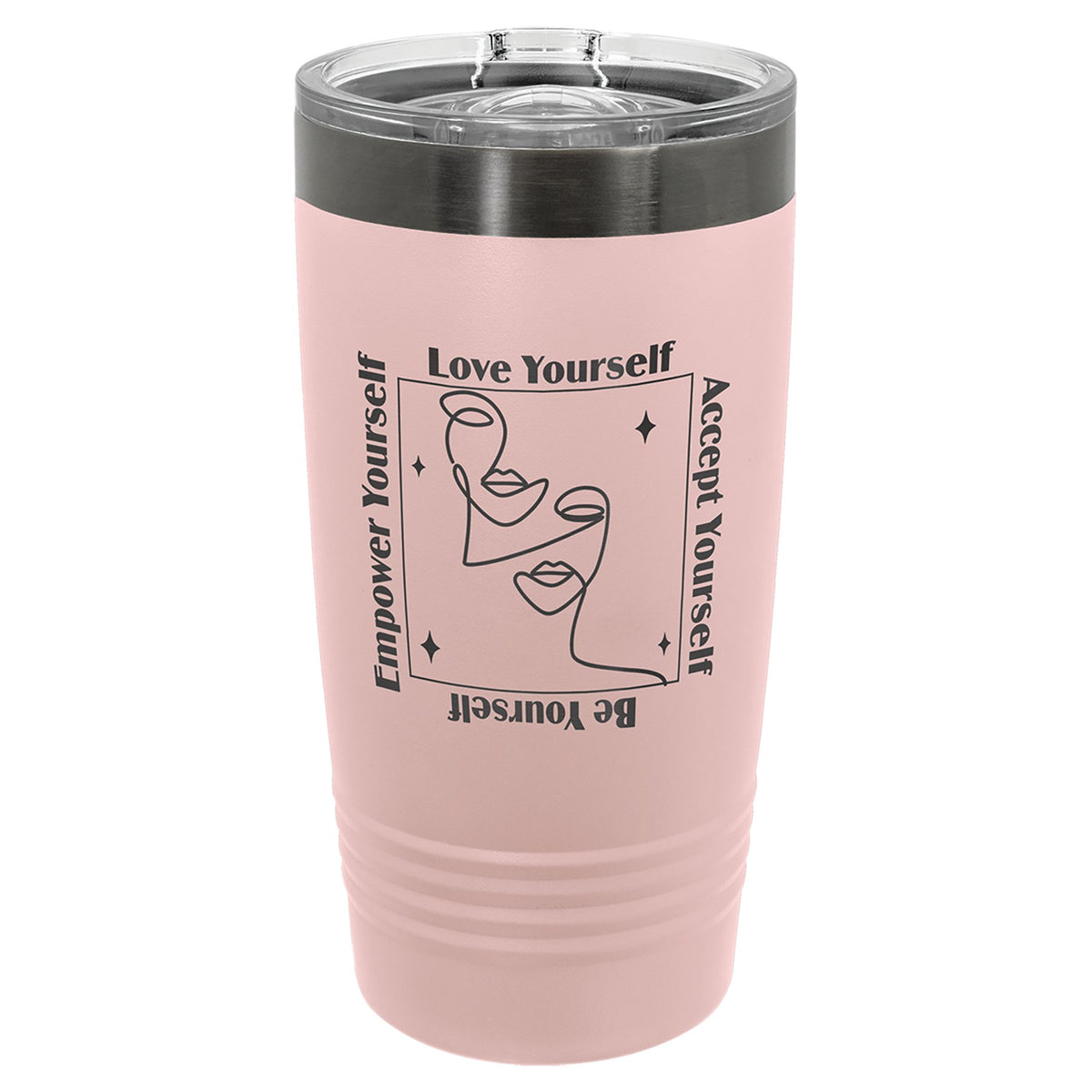 Engraved Polar Camel Ringneck Tumbler with Slider Lid - Blush/Ghost Black / 20 oz