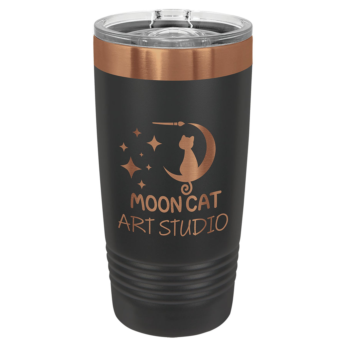 Engraved Polar Camel Ringneck Tumbler with Slider Lid - Black/Rose Gold / 20 oz